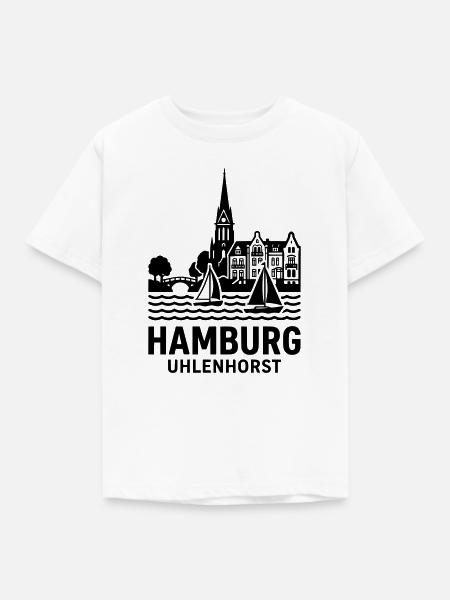 Hamburg Uhlenhorst Silhouette Alster - Kinder T-Shirt - Weiß