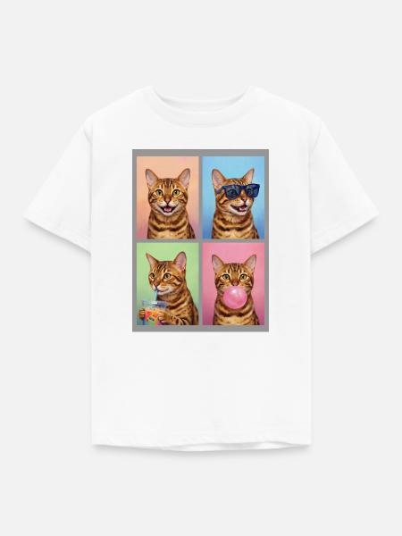 Katzen Bengal Katze - Kinder T-Shirt - Weiß