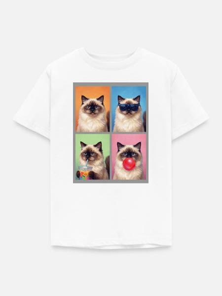Katzen Himalaya Katze - Kinder T-Shirt - Weiß