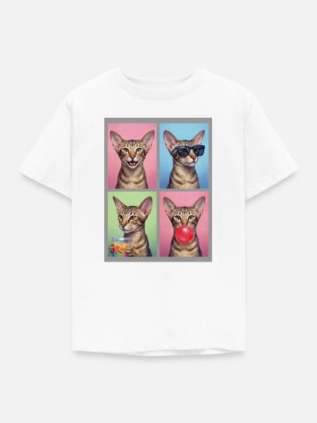 Katzen Orientalisch Kurzhaar Katze - Kinder T-Shirt - Weiß