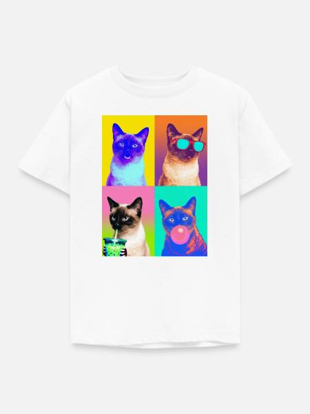 Katzen Siam Katze - Kinder T-Shirt - Weiß