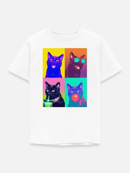 Katzen schwarze Katze - Kinder T-Shirt - Weiß