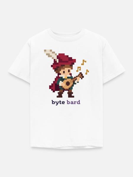 Pixel Barde mit Laute - Kinder T-Shirt - Weiß