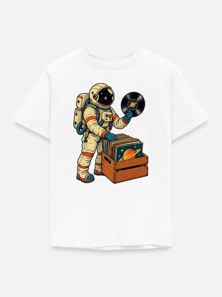 Astronaut Vinyl Sammler - Kinder T-Shirt - Weiß