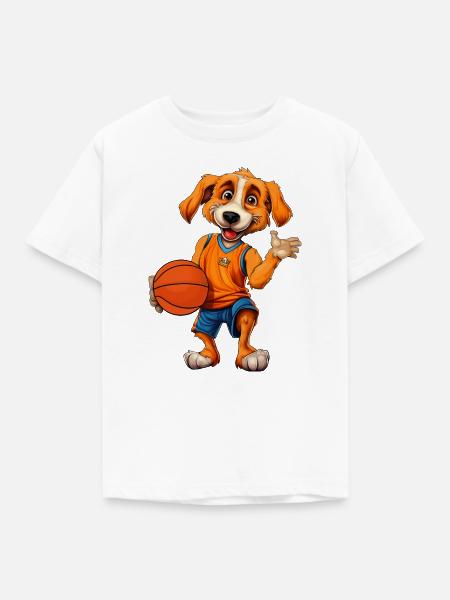 Hunde Basketball / Basketballspieler Hündchen - Kinder T-Shirt - Weiß