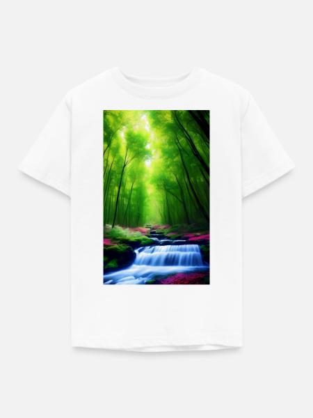 Wasserfall im Wald - Kinder T-Shirt - Weiß