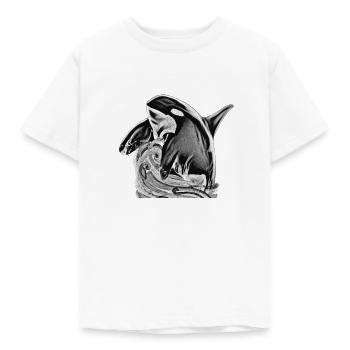 Wal - Schwarz Weiß - Kinder T-Shirt - Weiß - Vorne - AI Model Kid Male (0cm)