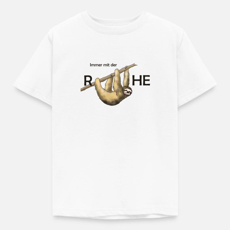 Immer mit der Ruhe, Faultier - Kinder T-Shirt - Weiß