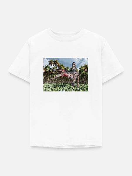 Dinosaurier Spinosaurus im Dschungel - Kinder T-Shirt - Weiß