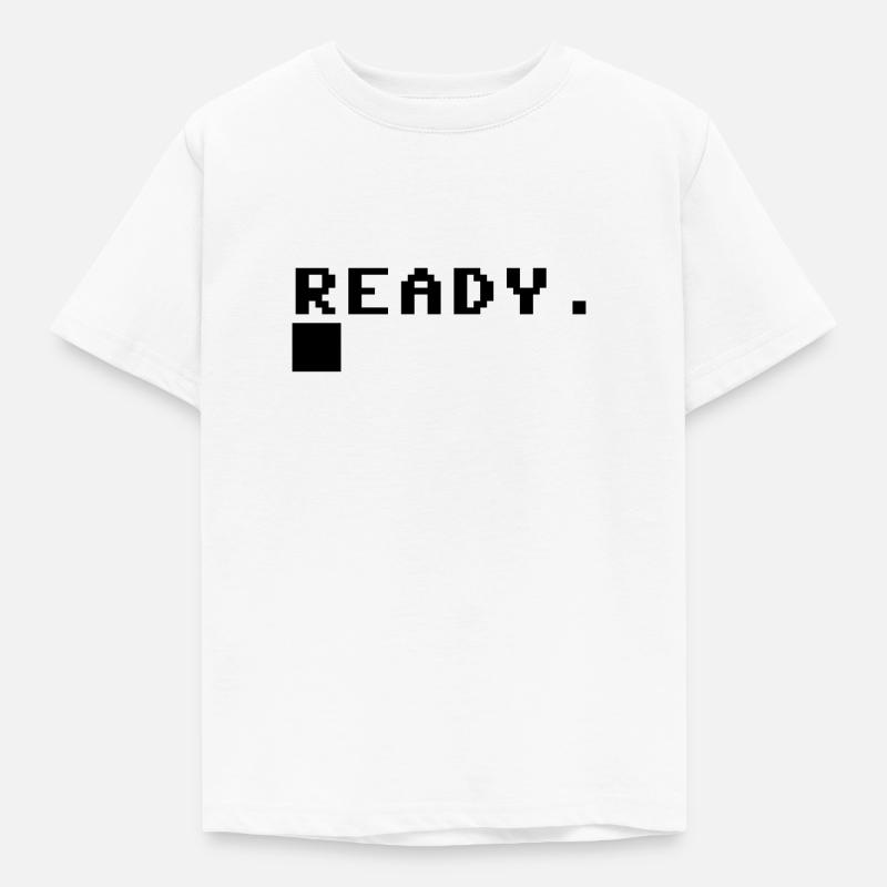 C64 Ready Nerd Computer Retro Geschenk Idee - Kinder T-Shirt - Weiß