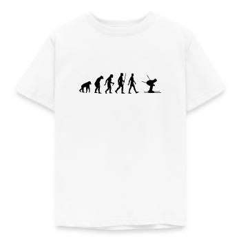 Evolution - skiing, skiing, winter sports - Kids' T-Shirt - white - Front - AI Model Kid Male (0cm)