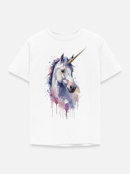 Ätherisches Einhorn - Aquarell - Kinder T-Shirt - Weiß