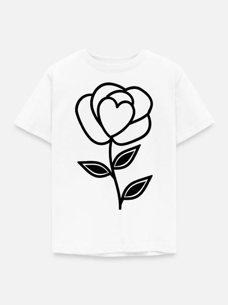 Rosa Blume - Kinder T-Shirt - Weiß