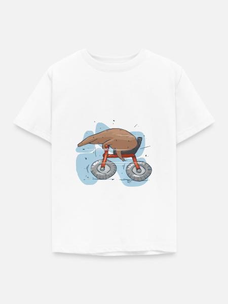 Mole auf dem Rad - Kinder T-Shirt - Weiß