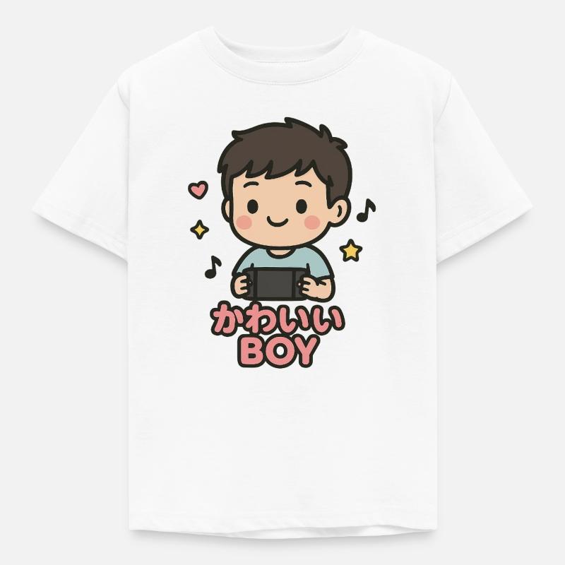 Cute boy with game controller - Kids' T-Shirt - white