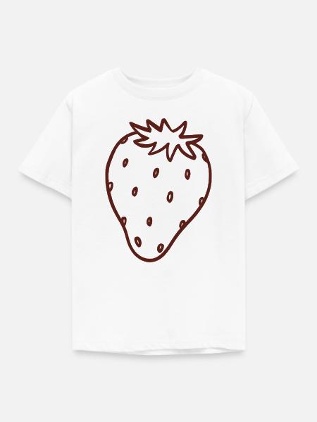 Erdbeer-Linienkunst - Kinder T-Shirt - Weiß