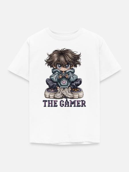 Der Gamer mit Herz-Emblem - Kinder T-Shirt - Weiß