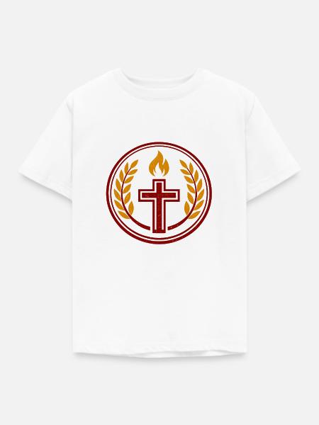 Flammenkreuz im Lorbeerkranz - Kinder T-Shirt - Weiß