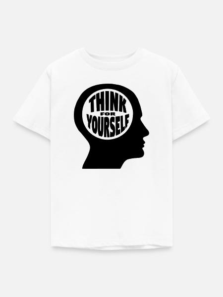 Hohler Kopf - think for yourself - Kinder T-Shirt - Weiß