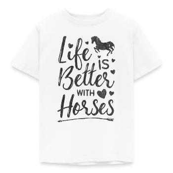 Pferd, Pferde, Reiten, Springreiten, Reitsport - Kinder T-Shirt - Weiß - Vorne - AI Model Kid Male (0cm)