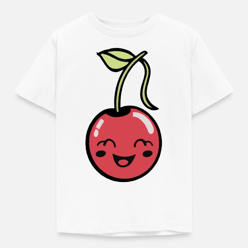 Süße Kirsche mit Gesicht - Kinder T-Shirt - Weiß