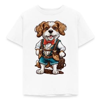 Lederhosen / Animal / Traditional costume / Tradition / Dog - Kids' T-Shirt - white - Front - AI Model Kid Male (0cm)
