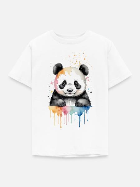 Verspieltes Panda Aquarell - Kinder T-Shirt - Weiß