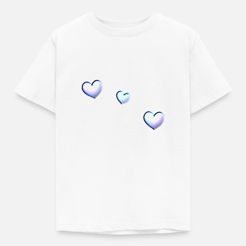 tre blå hjerter symbol kærlighed - Børne-T-shirt - hvid