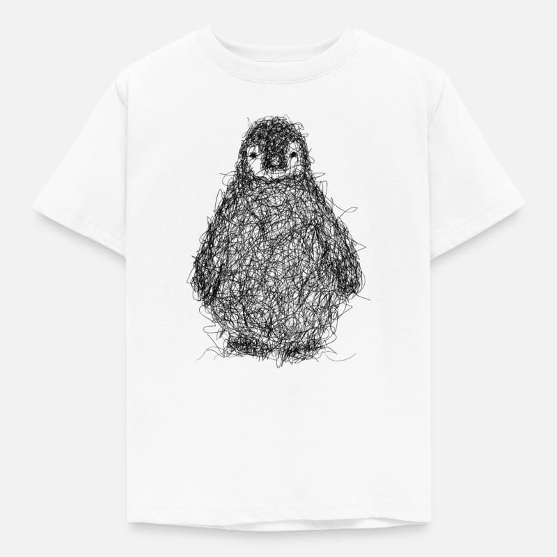 Scribbling penguin - Kids' T-Shirt - white