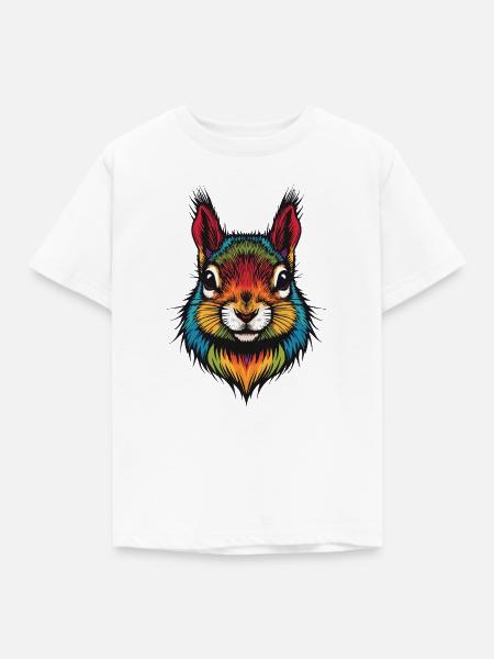 Buntes Eichhörnchen tierische Farbexplosion - Kinder T-Shirt - Weiß