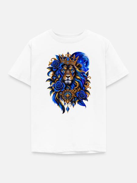 Königlicher Löwe mit Krone - Kinder T-Shirt - Weiß