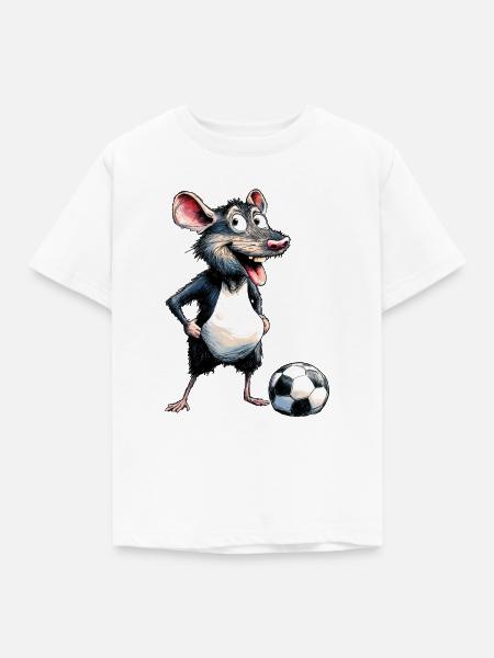 Ratte Fussballer - Kinder T-Shirt - Weiß
