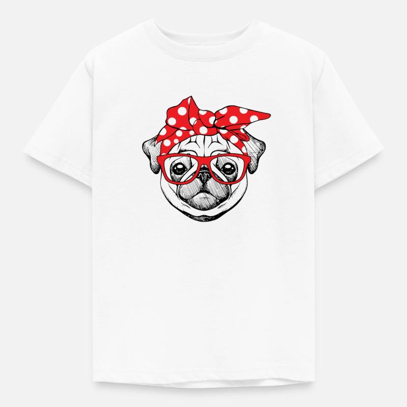 Mops Bandana - Kinder T-Shirt - Weiß