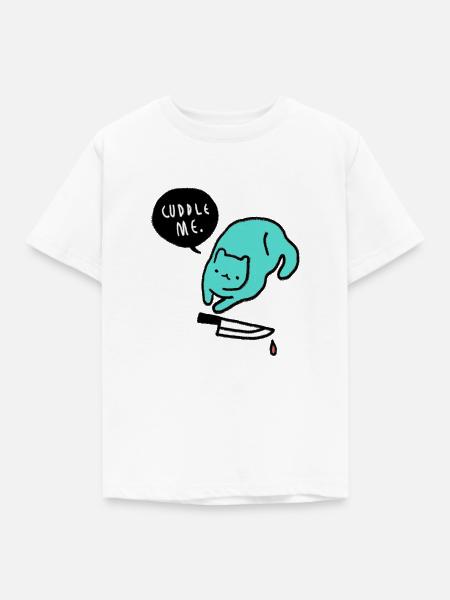 KNUDDEL MICH KATZE - Kinder T-Shirt - Weiß