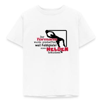 Tormann - Held des Fußballplatzes - Kinder T-Shirt - Weiß - Vorne - AI Model Kid Male (0cm)
