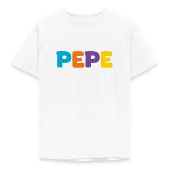 Name - Pepe - Kids' T-Shirt - white - Front - AI Model Kid Male (0cm)