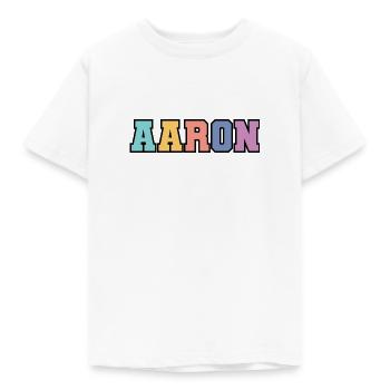 Name - Aaron - Kids' T-Shirt - white - Front - AI Model Kid Male (0cm)