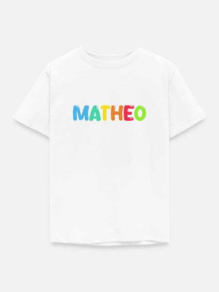 Name - Matheo - Kinder T-Shirt - Weiß