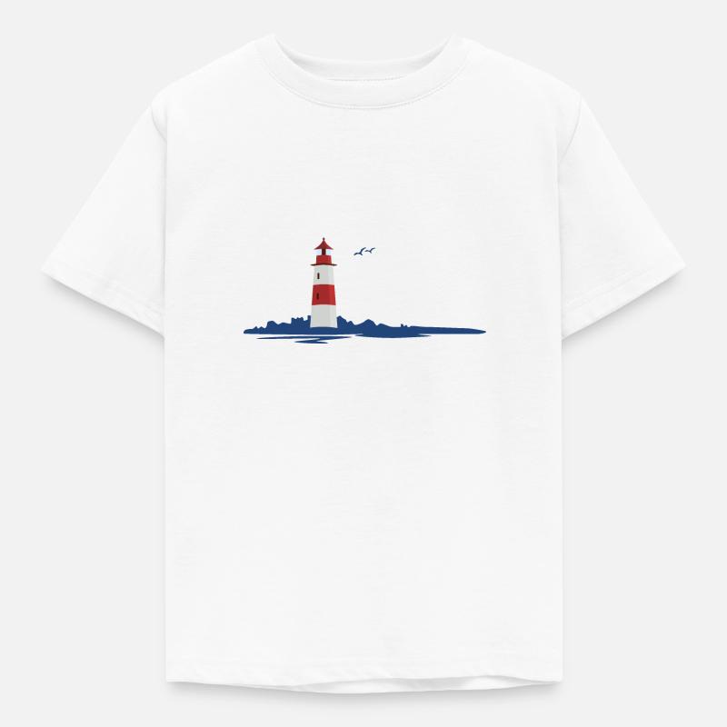 maritime Landschaft mit Leuchtturm - Kinder T-Shirt - Weiß