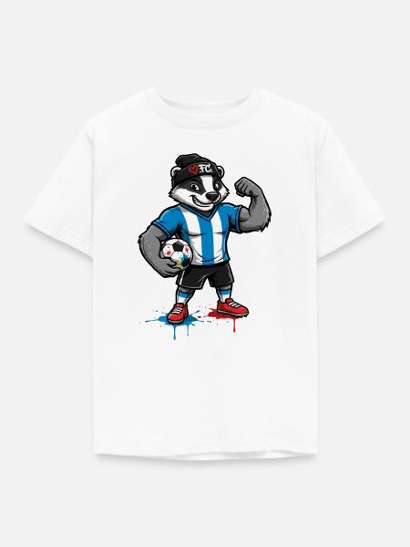 Panda Fußballheld im FC Stil - Kinder T-Shirt - Weiß