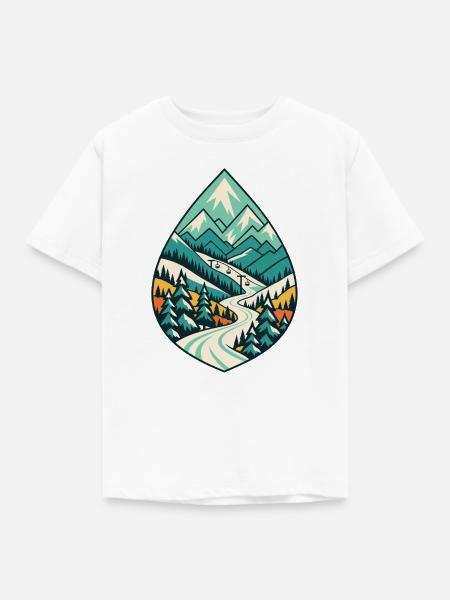 Teardrop Berglandschaft - Kinder T-Shirt - Weiß