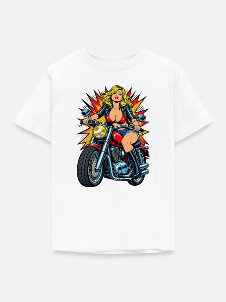 Biker-Mädchen - Kinder T-Shirt - Weiß