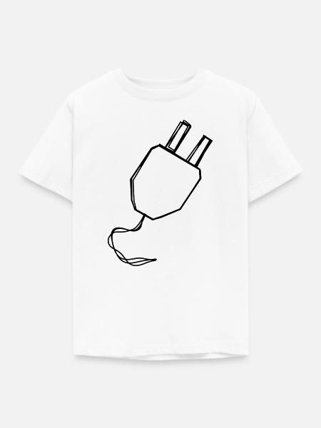 Stecker handgezeichnet - Kinder T-Shirt - Weiß
