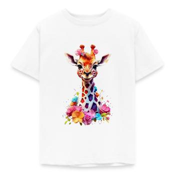 Giraffe V1 24 02 - Kinder T-Shirt - Weiß - Vorne - AI Model Kid Male (0cm)