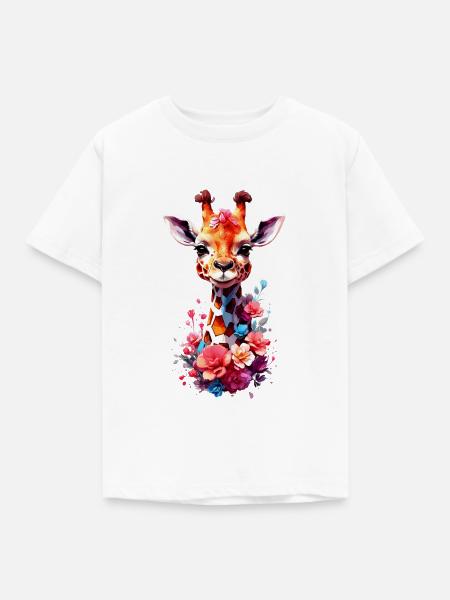 Giraffe V1 24 09 - Kinder T-Shirt - Weiß