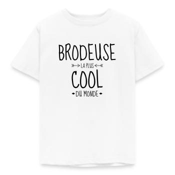 Embroidery Stickerei Broderie Embroiderer Brodeuse - Kids' T-Shirt - white - Front - AI Model Kid Male (0cm)