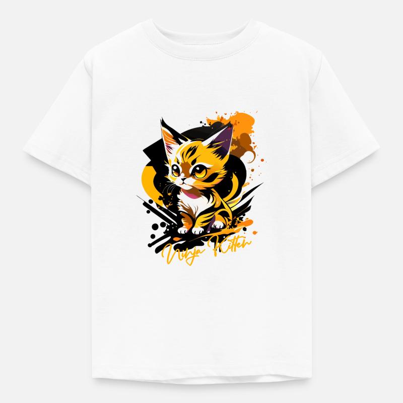 Kätzchen, ninja kitten - Kinder T-Shirt - Weiß