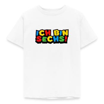 6. GEBURTSTAG - ICH BIN SECHS - GEBURTSTAGSGESCHEN - Kinder T-Shirt - Weiß - Vorne - AI Model Kid Male (0cm)
