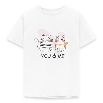 Valentinstag Verliebte Katzen you & me Valentine - Kinder T-Shirt - Weiß - Vorne - AI Model Kid Male (0cm)