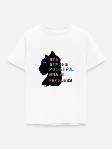 fearless,panther,black,stay fearless,strong - Kinder T-Shirt - Weiß